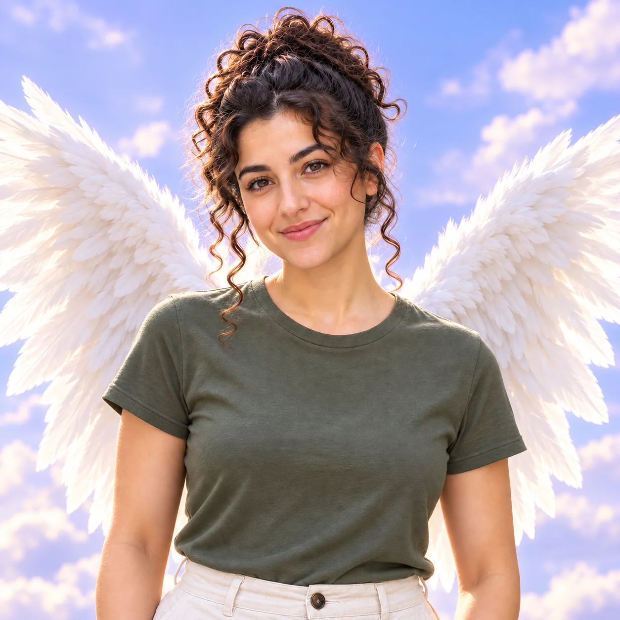 A portrait with an expressive wings effect